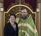 Choir Director Lucy Ireland with Fr. Bohdan